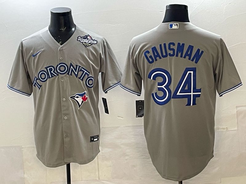 Men 2025 Nike Toronto Blue Jays #34 Gausman Grey Game MLB Jersey 03